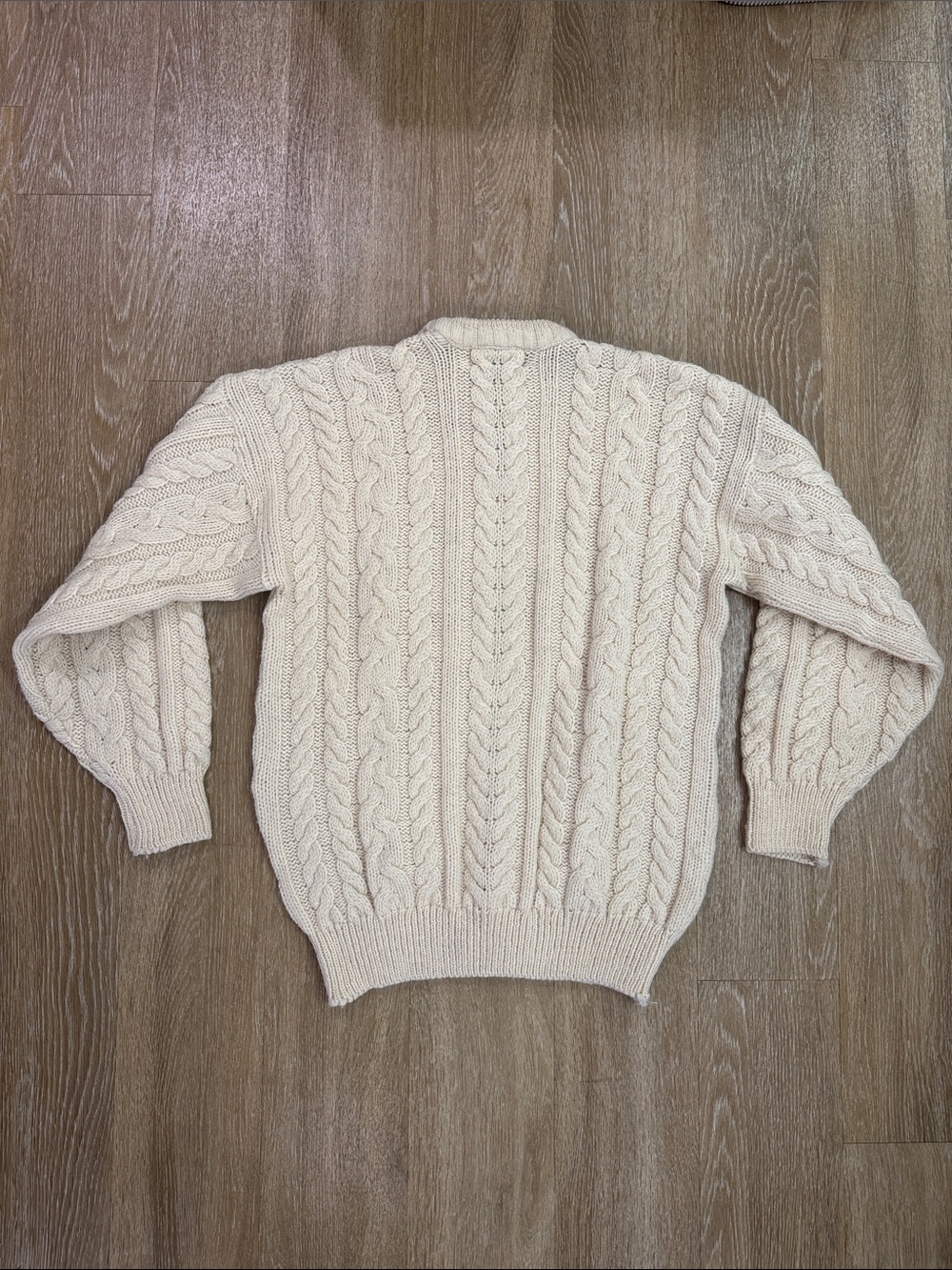 Blarney Vintage Aran Irish Fisherman Cable Knit Wool Clover Embroidered Sweater - Picture 3 of 7